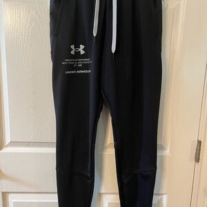 Under Armour Black Track Pants with White Accents